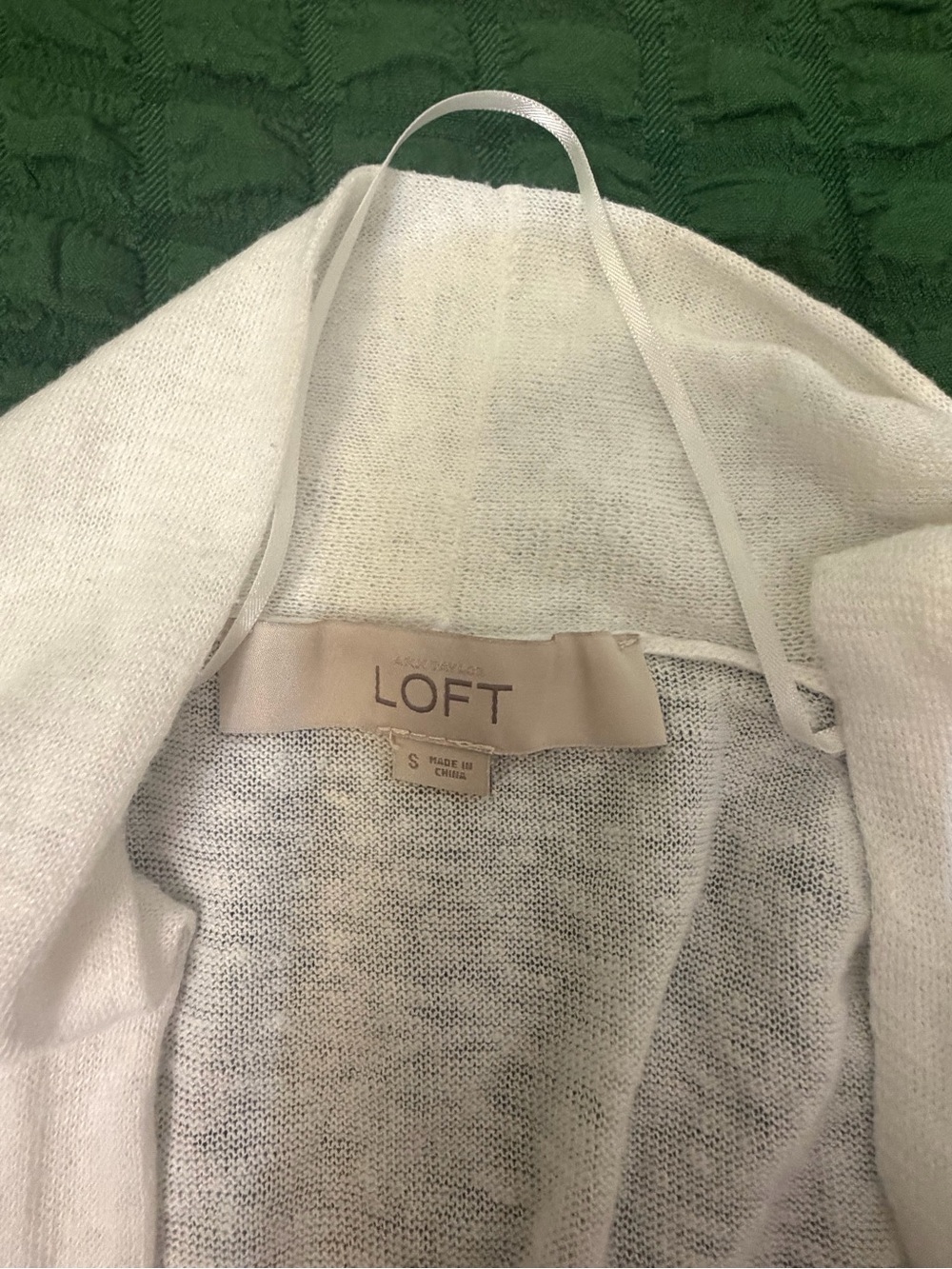 LOFT white Drawstring Open-Front Cardigan - Picture 2 of 4